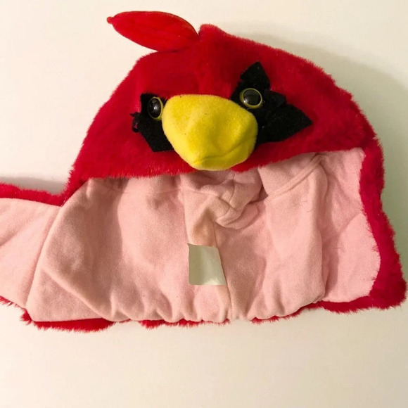 Vintage Kids Red Bird Hood Hat Made in  Taiwan One Size Mask - Picture 2 of 15